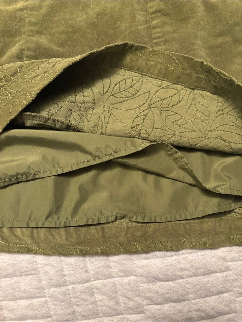 Olive Green Velvet A-Line Skirt